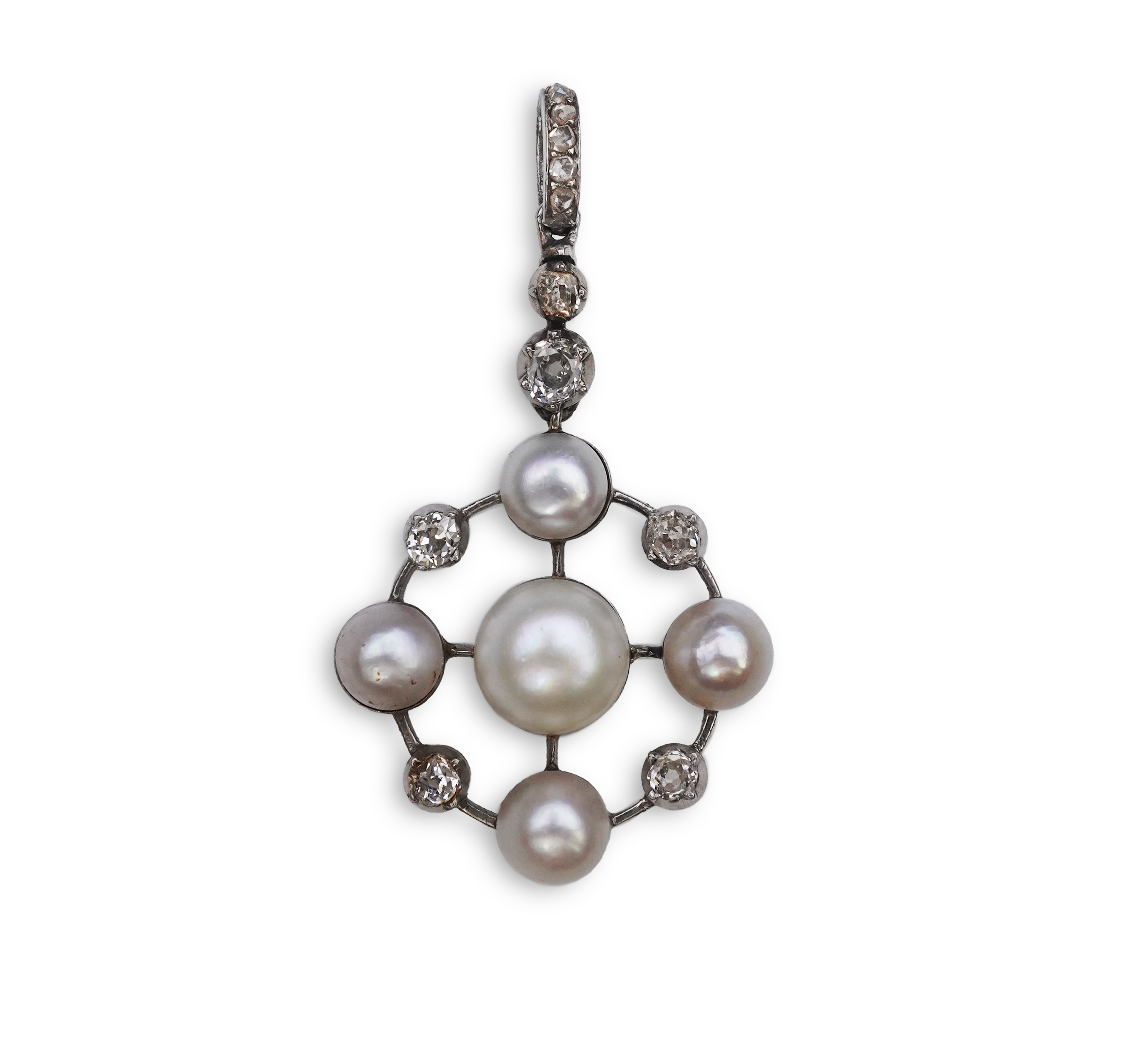 A pearl and diamond pendant, early 20th century